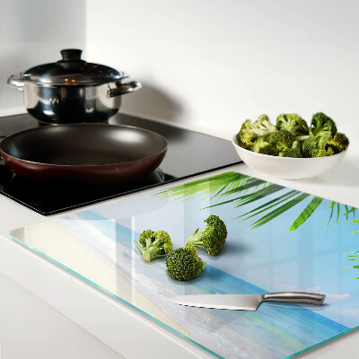 Glass chopping board Tropical beach with palm trees