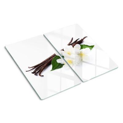 Glass chopping board Vanilla flowers and pods