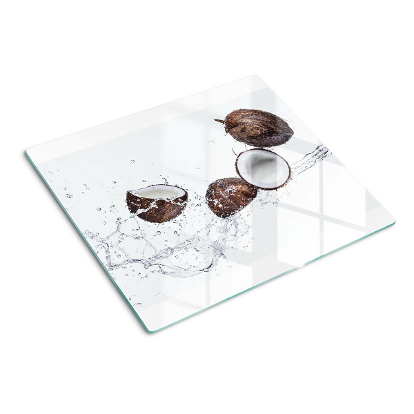 Glass kitchen board Coconuts in water
