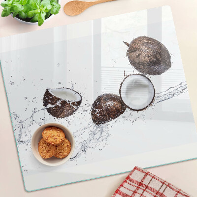Glass kitchen board Coconuts in water