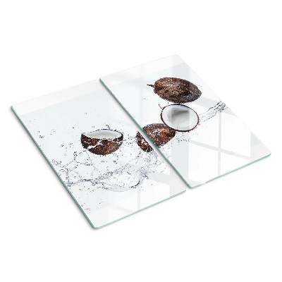 Glass kitchen board Coconuts in water