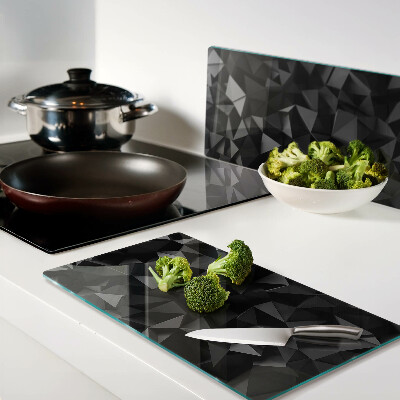 Glass kitchen board Polygon geometry in shades of black