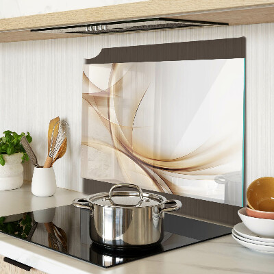 Glass kitchen board Abstract waves in shades of beige