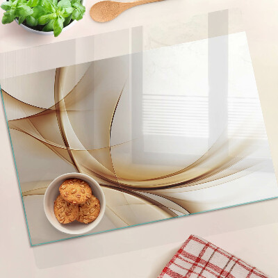 Glass kitchen board Abstract waves in shades of beige