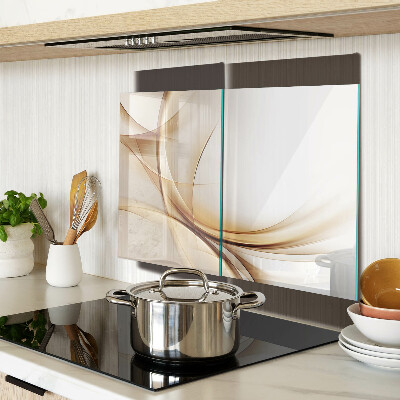 Glass kitchen board Abstract waves in shades of beige