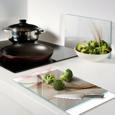 Glass kitchen board Abstract waves in shades of beige