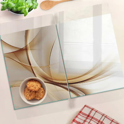 Glass kitchen board Abstract waves in shades of beige