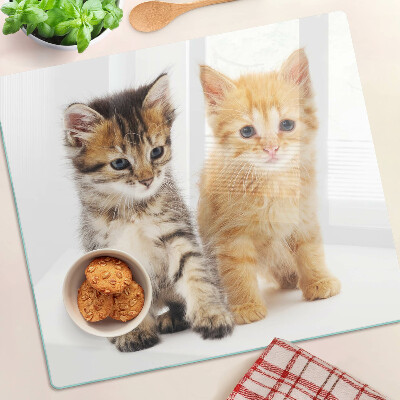 Glass kitchen board Cats on a white background