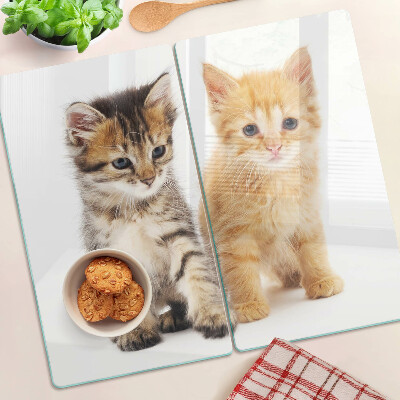 Glass kitchen board Cats on a white background