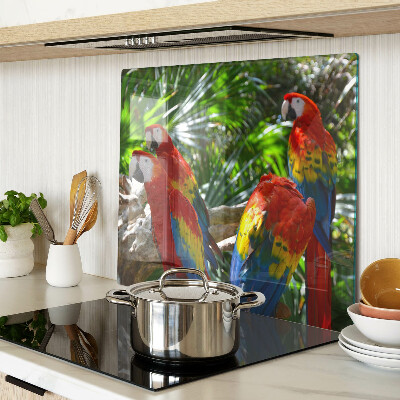 Glass kitchen board Parrots in a tropical setting
