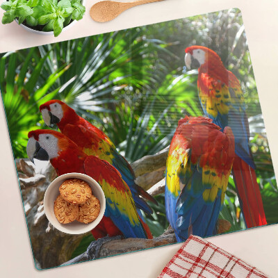 Glass kitchen board Parrots in a tropical setting
