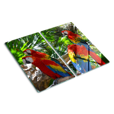 Glass kitchen board Parrots in a tropical setting