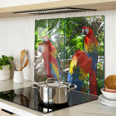 Glass kitchen board Parrots in a tropical setting