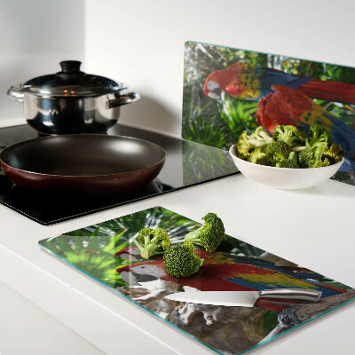 Glass kitchen board Parrots in a tropical setting