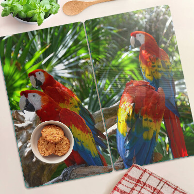 Glass kitchen board Parrots in a tropical setting
