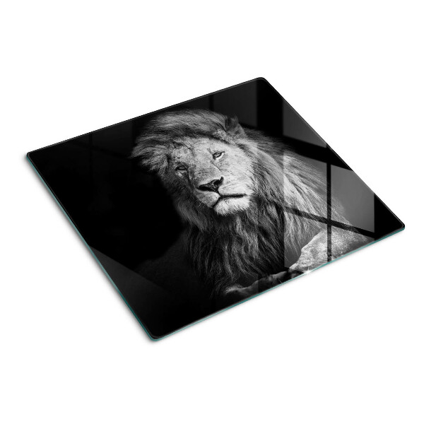 Glass kitchen board Lion in black and white