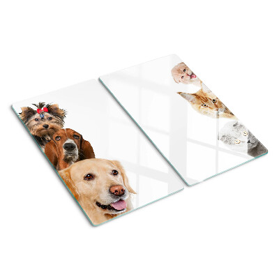 Glass chopping board Dogs and cats in different poses