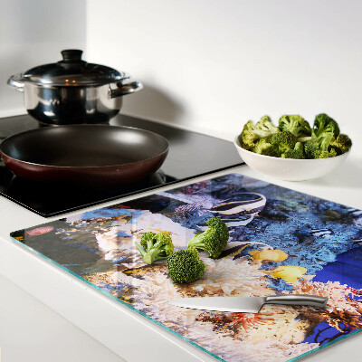 Glass kitchen board Underwater world with fish