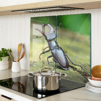 Glass chopping board Stag beetle on a green background