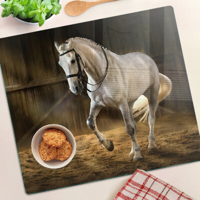 Glass chopping board A horse in motion in the stable