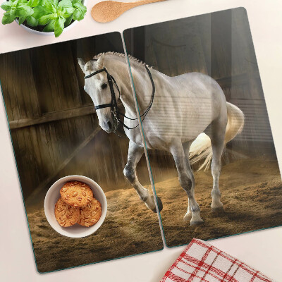 Glass chopping board A horse in motion in the stable