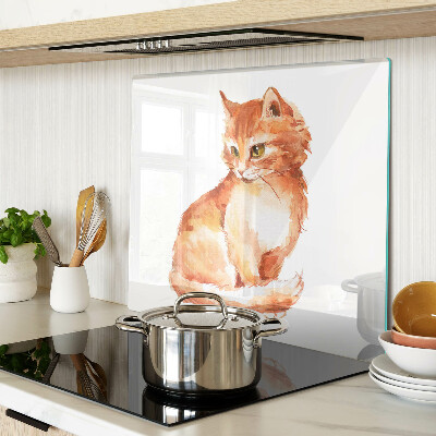 Glass kitchen board Drawing of a ginger kitten