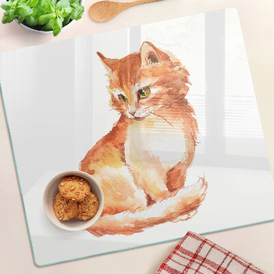 Glass kitchen board Drawing of a ginger kitten