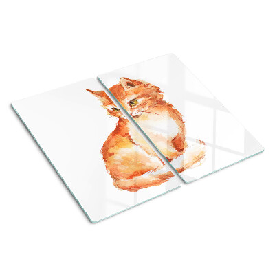Glass kitchen board Drawing of a ginger kitten