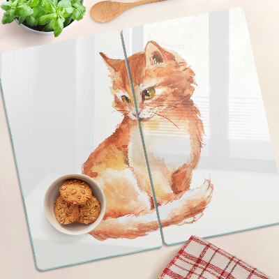Glass kitchen board Drawing of a ginger kitten