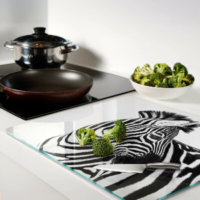 Glass kitchen board Zebra in black and white stripes