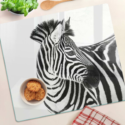 Glass kitchen board Zebra in black and white stripes