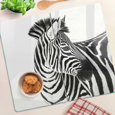 Glass kitchen board Zebra in black and white stripes