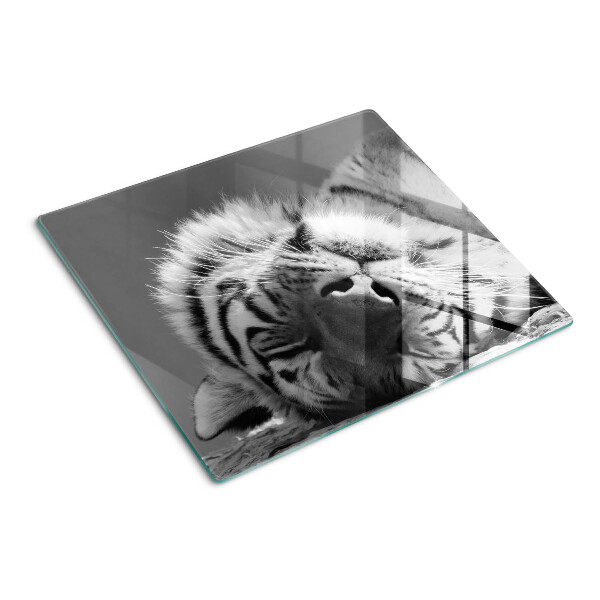 Glass chopping board Tiger in black and white