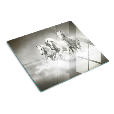 Glass kitchen board Horses in the water