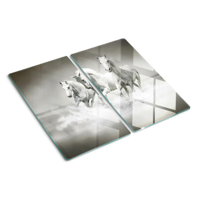 Glass kitchen board Horses in the water