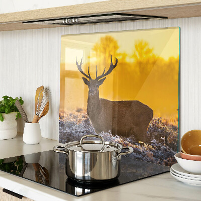 Glass chopping board Deer in the morning landscape