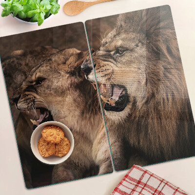 Glass kitchen board Roaring lions