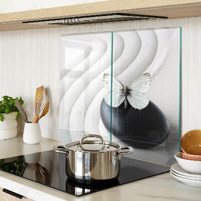 Glass kitchen board Butterfly motif on stone