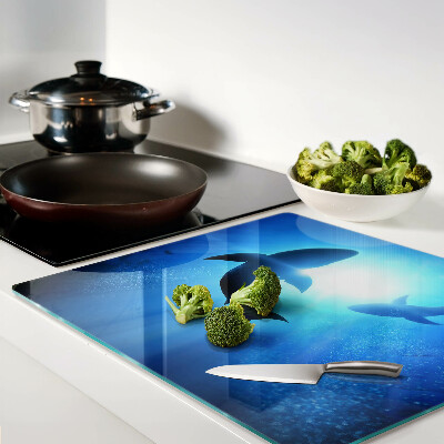 Glass kitchen board Sharks in underwater light