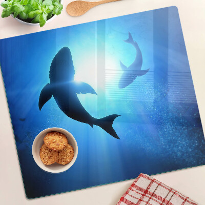 Glass kitchen board Sharks in underwater light
