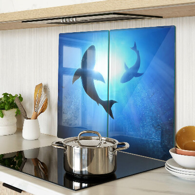 Glass kitchen board Sharks in underwater light