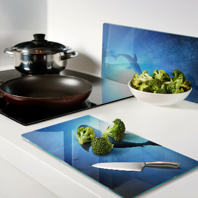 Glass kitchen board Sharks in underwater light