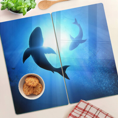 Glass kitchen board Sharks in underwater light