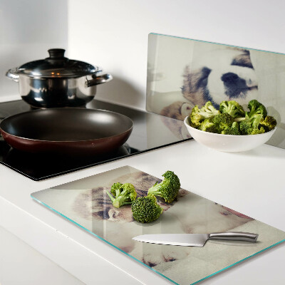 Glass chopping board Cats and a dog sleeping together