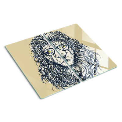 Glass chopping board Lion with glasses