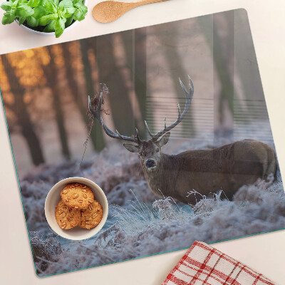 Glass chopping board Deer in the winter forest