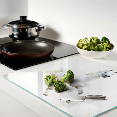 Glass kitchen board White horse in motion