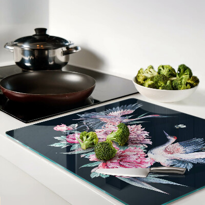 Glass kitchen board Flowers and birds