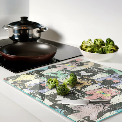 Glass chopping board Cats with glasses
