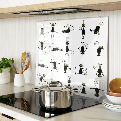 Glass chopping board Black cats with green eyes